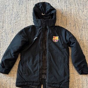 Nike Barca kids size small Black Puffer Jacket
